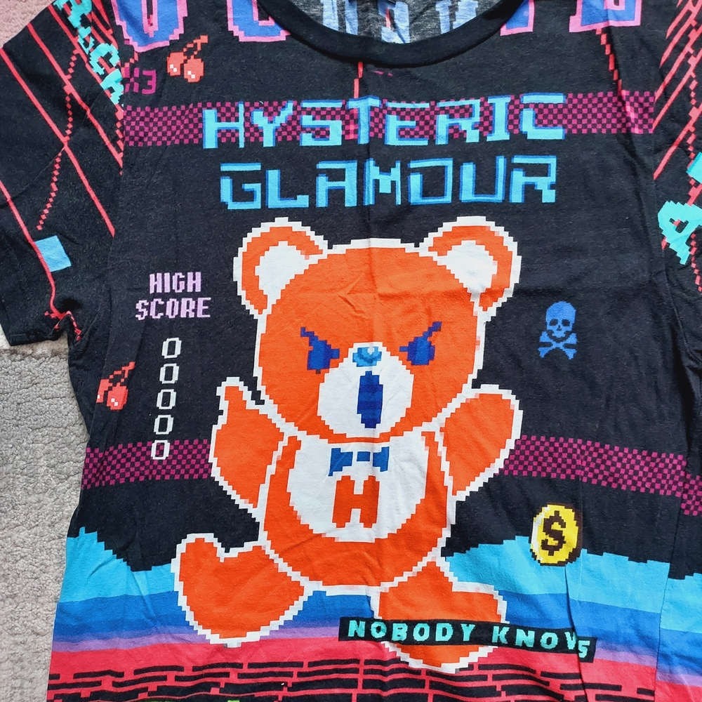 Hysteric Glamour Black and Orange Graphic bear Tee top rare